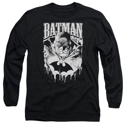 Batman Bat Metal Mens Long Sleeve Shirt Black Officially Licensed