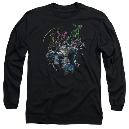 Batman Surrounded Mens Long Sleeve Shirt Black Officially Licensed