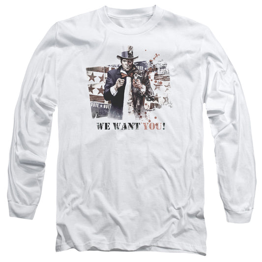 Arkham City We Want You Mens Long Sleeve Shirt White Officially Licensed