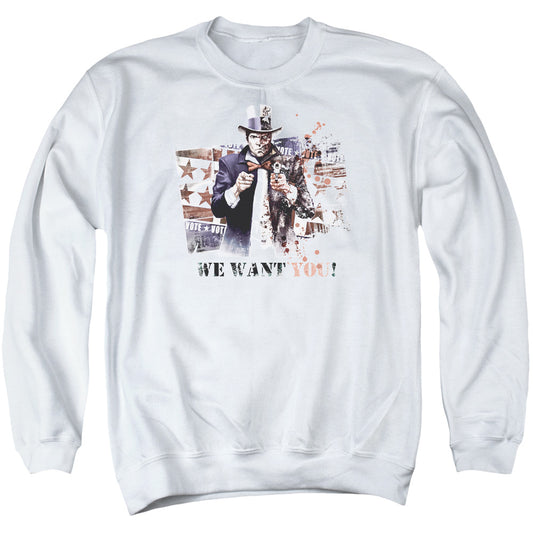 Arkham City We Want You Mens Crewneck Sweatshirt White