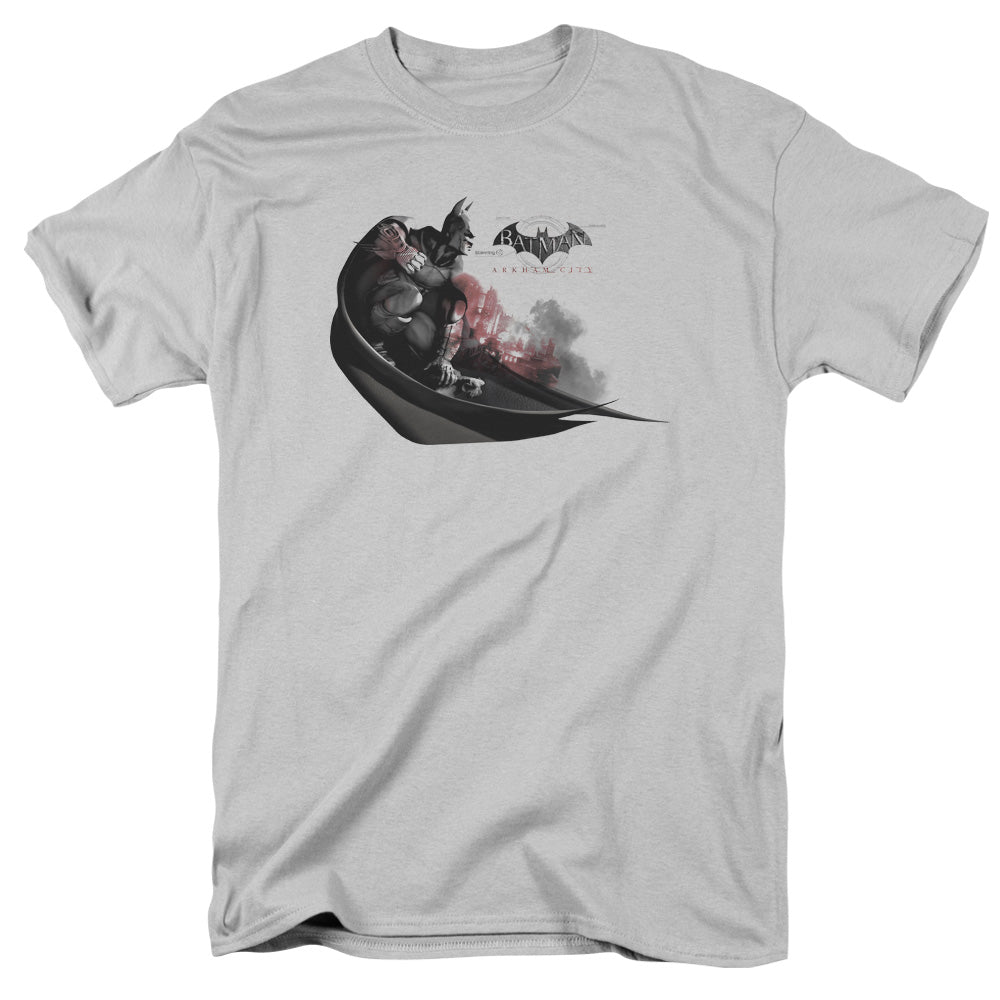 Arkham City Ready To Pounce Mens T Shirt Silver