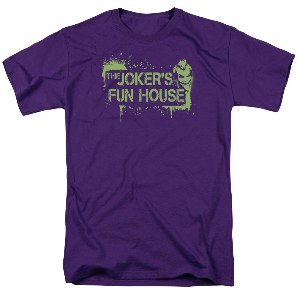 Arkham City Jokers Fun House Mens T Shirt Purple