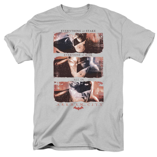 Arkham City All In Mens T Shirt Silver