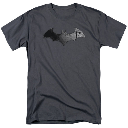 Arkham City Bat Logo Mens T Shirt Charcoal