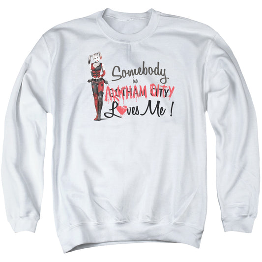 Arkham City Somebody Loves Me Mens Crewneck Sweatshirt White