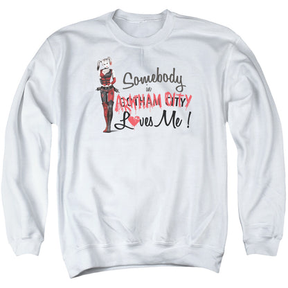 Arkham City Somebody Loves Me Mens Crewneck Sweatshirt White