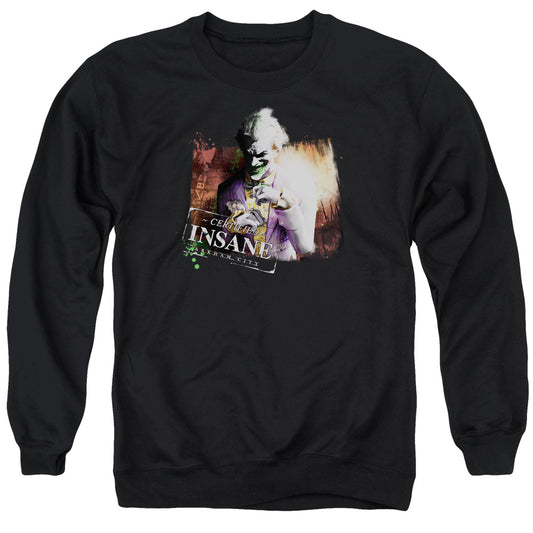 Arkham City Certified Insane Mens Crewneck Sweatshirt Black