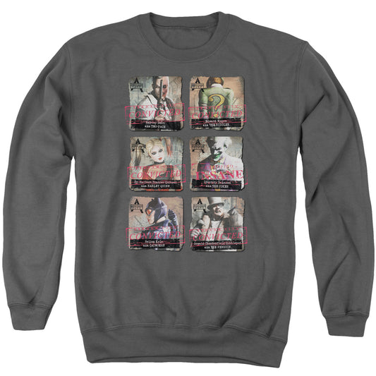 Arkham City Arkham Lineup Mens Crewneck Sweatshirt Charcoal