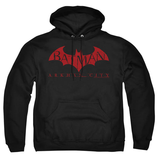 Arkham City Red Bat Mens Hoodie Black Officially Licensed