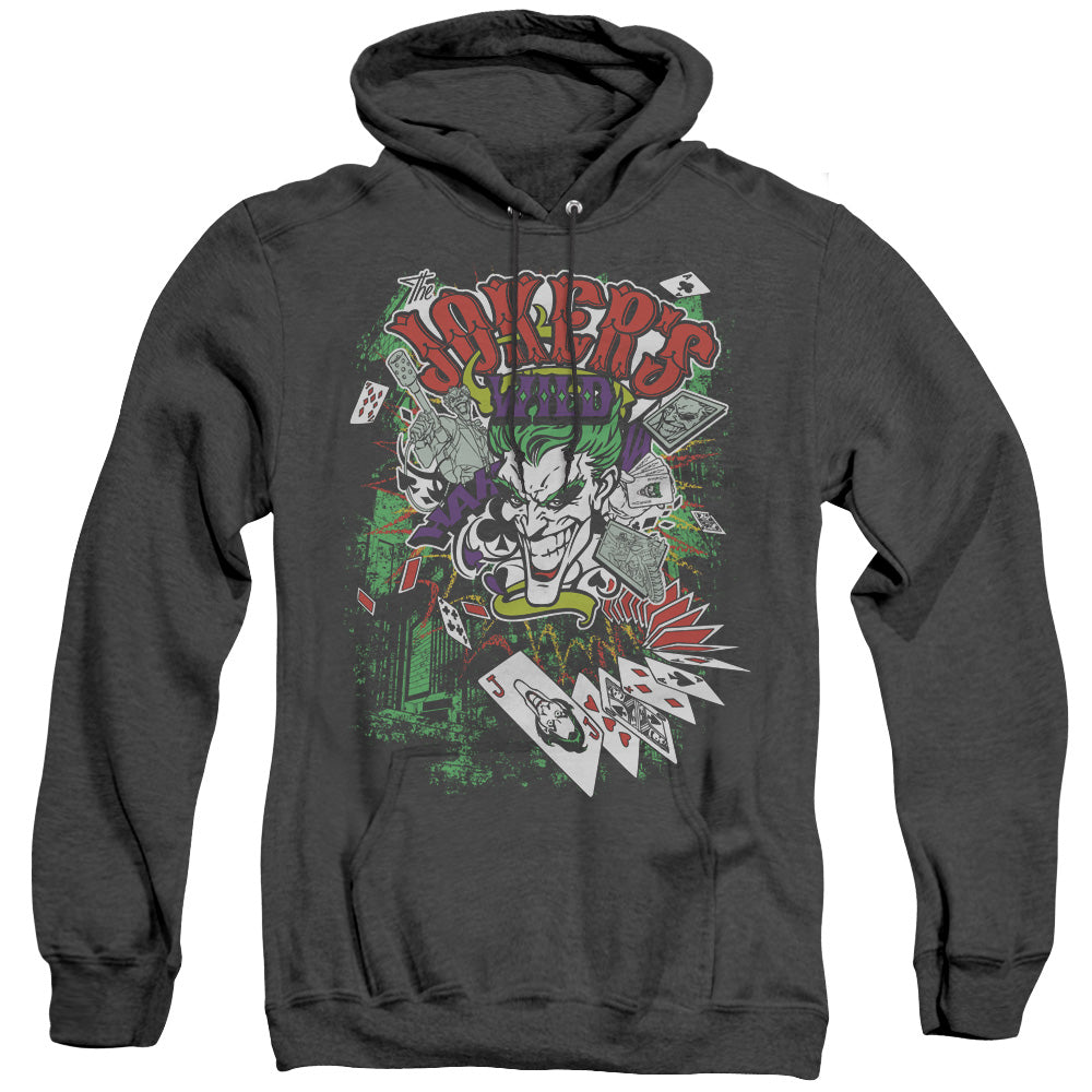 Batman Jokers Wild Heather Mens Hoodie Black Officially Licensed