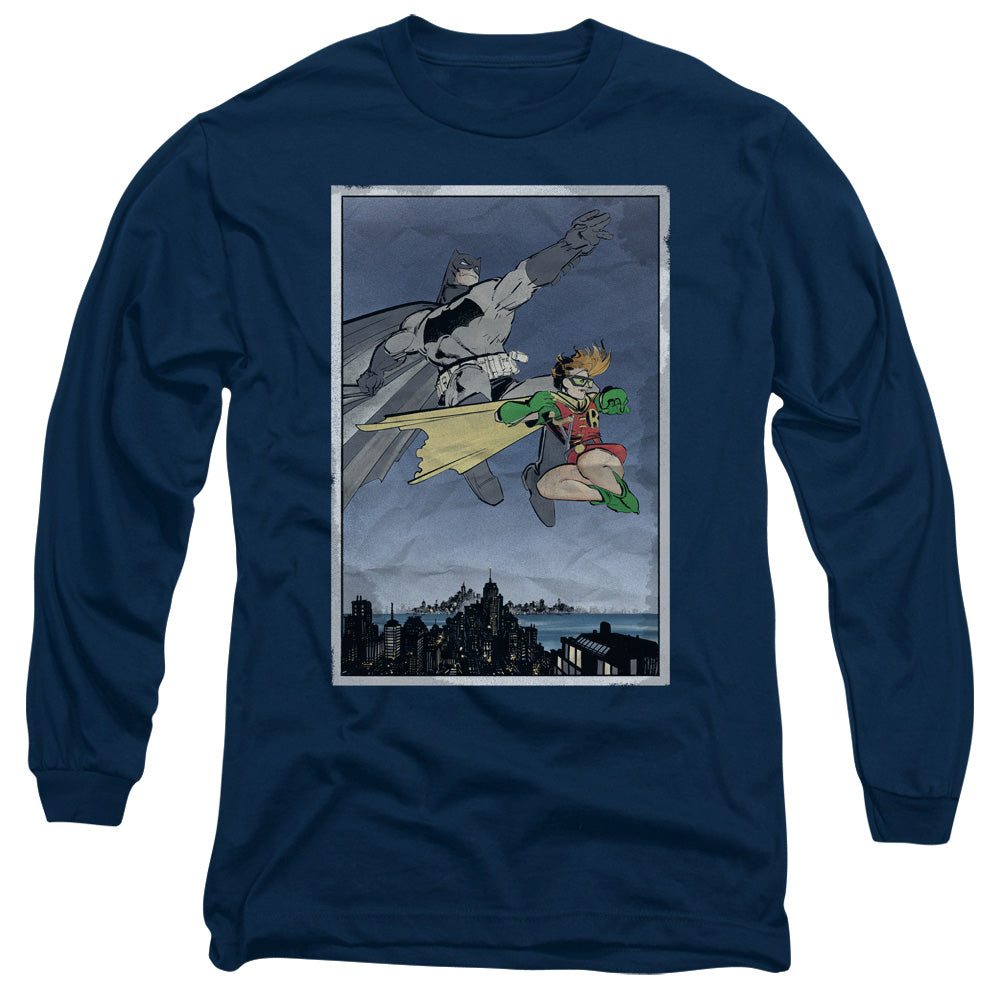 Batman Dkr Duo Mens Long Sleeve Shirt Navy Officially Licensed