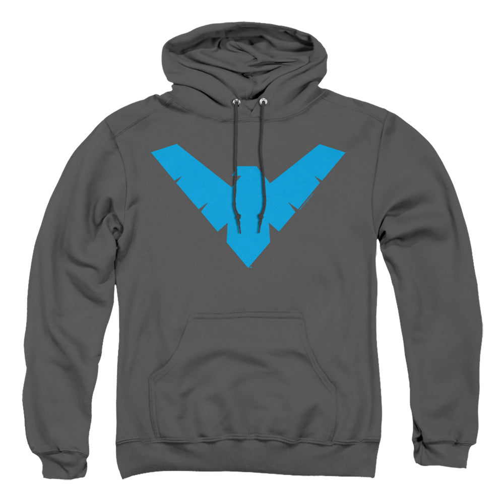 Batman Nightwing Symbol Mens Hoodie Charcoal Officially Licensed