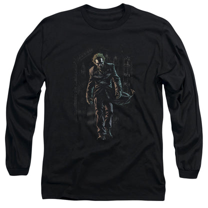 Batman Joker Leaves Arkham Mens Long Sleeve Shirt Black Officially Licensed