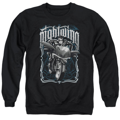 Batman Nightwing Biker Mens Crewneck Sweatshirt Black