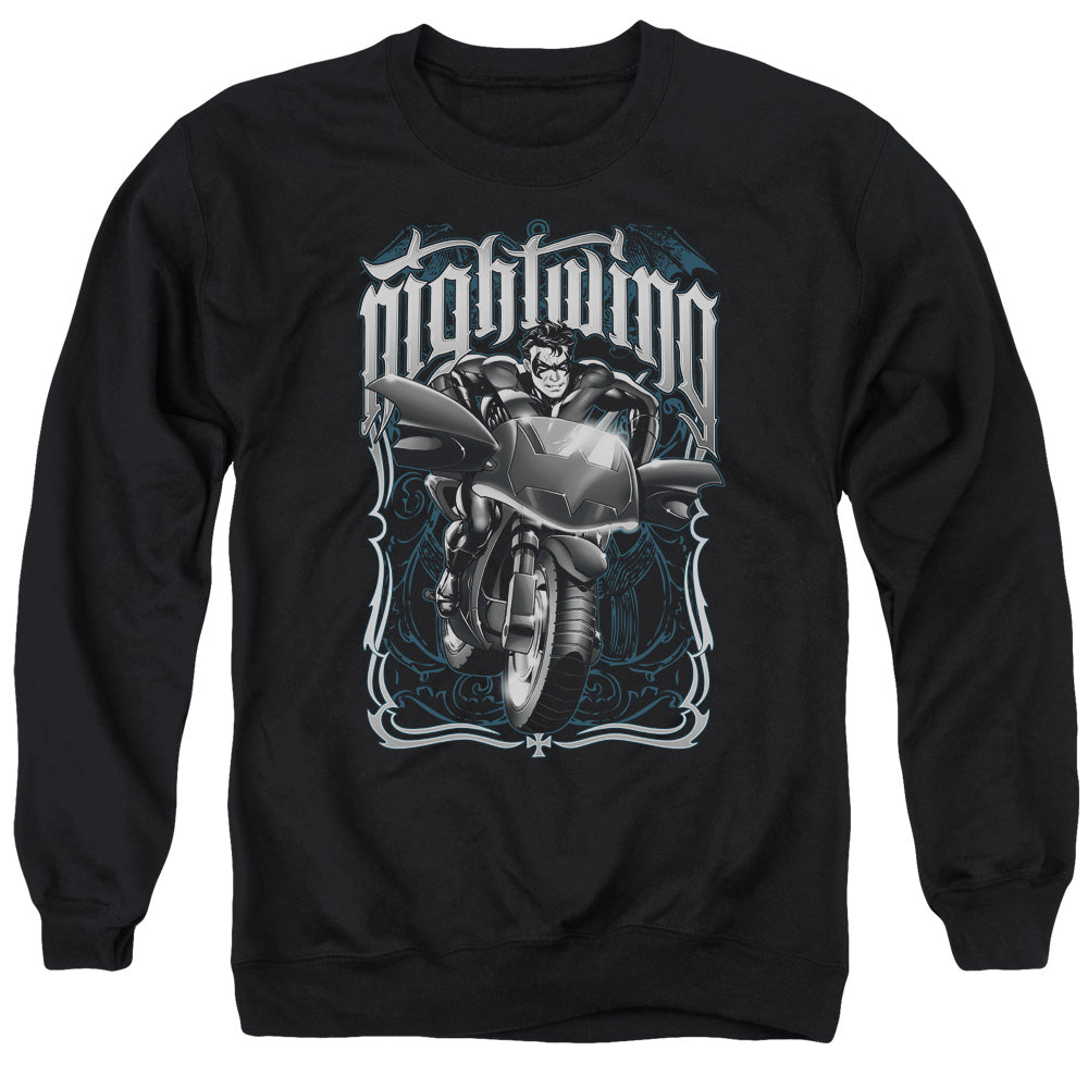 Batman Nightwing Biker Mens Crewneck Sweatshirt Black