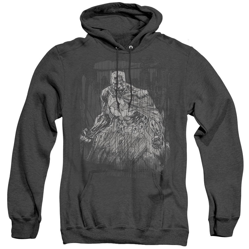 Batman Pencilled Rain Heather Mens Hoodie Black Officially Licensed