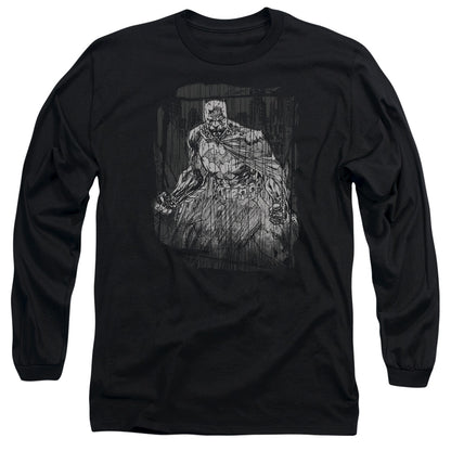 Batman Pencilled Rain Mens Long Sleeve Shirt Black Officially Licensed