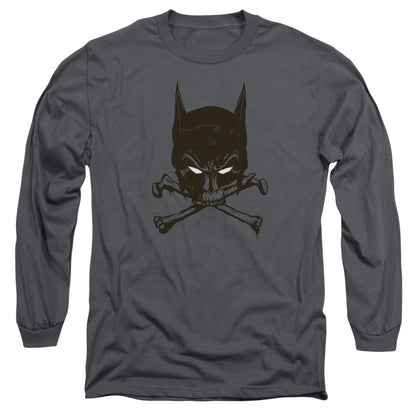 Batman Bat And Bones Mens Long Sleeve Shirt Charcoal Officially Licensed