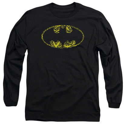 Batman Bats On Bats Mens Long Sleeve Shirt Black Officially Licensed