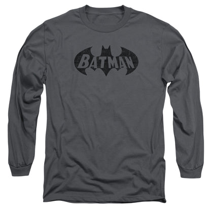Batman Crackle Bat Mens Long Sleeve Shirt Charcoal Officially Licensed