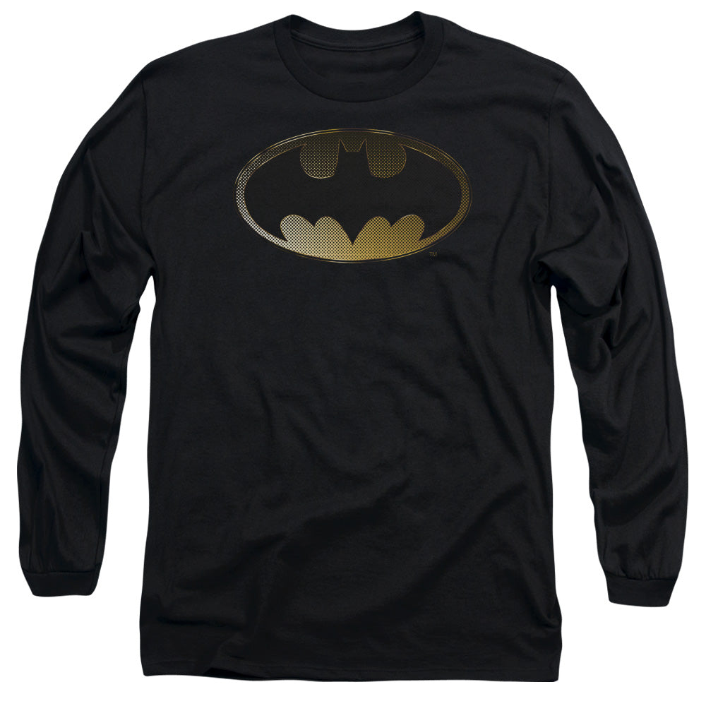 Batman Halftone Bat Mens Long Sleeve Shirt Black Officially Licensed