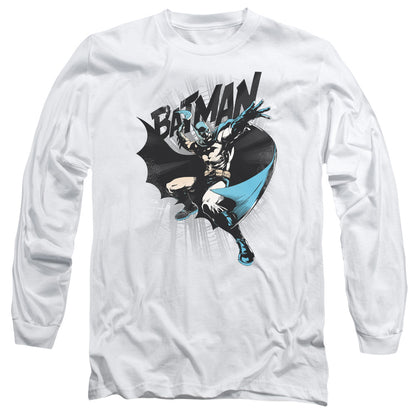 Batman Batarang Throw Mens Long Sleeve Shirt White Officially Licensed