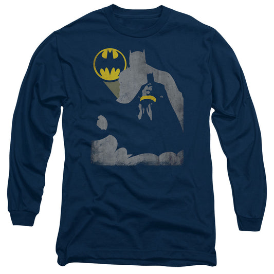 Batman Bat Knockout Mens Long Sleeve Shirt Navy Officially Licensed