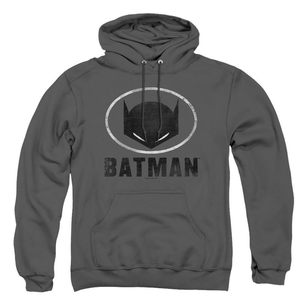 Batman Mask In Oval Mens Hoodie Charcoal Officially Licensed