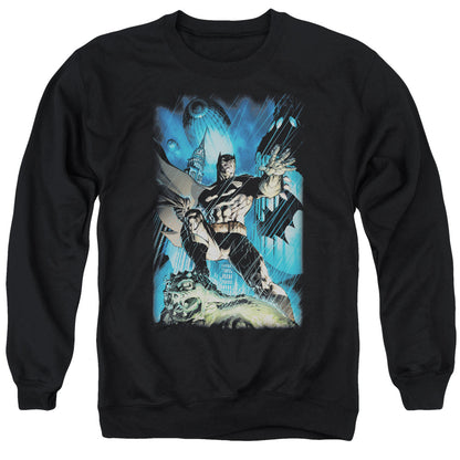 Batman Stormy Dark Knight Mens Crewneck Sweatshirt Black