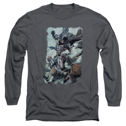 Batman Punch Mens Long Sleeve Shirt Charcoal Officially Licensed