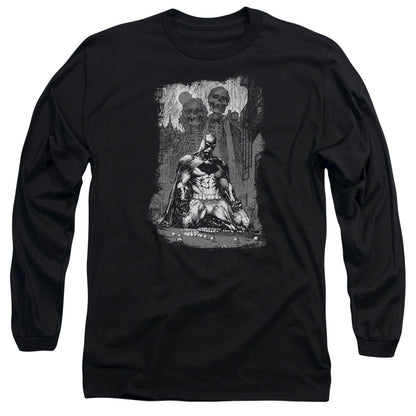 Batman Sketchy Shadows Mens Long Sleeve Shirt Black Officially Licensed