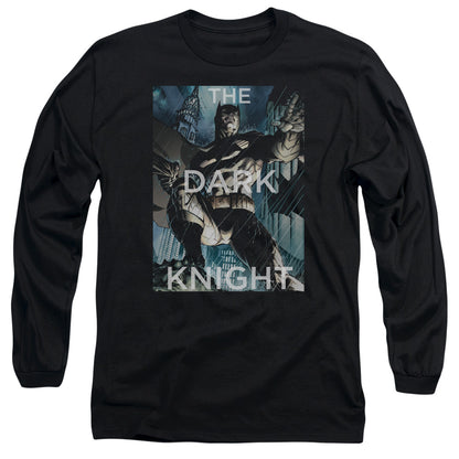 Batman Fighting The Storm Mens Long Sleeve Shirt Black Officially Licensed