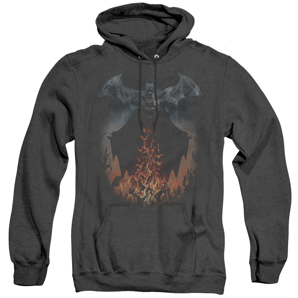 Batman Smoke & Fire Heather Mens Hoodie Black Officially Licensed