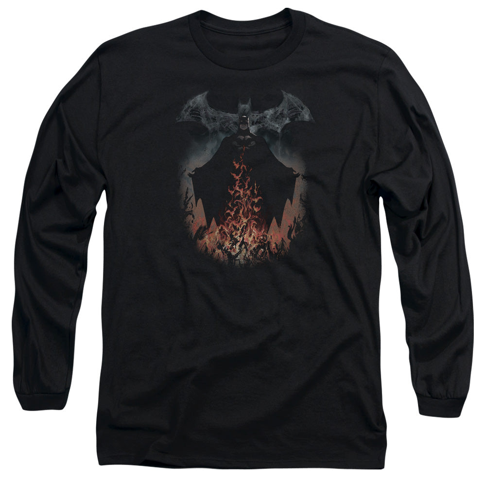 Batman Smoke & Fire Mens Long Sleeve Shirt Black Officially Licensed