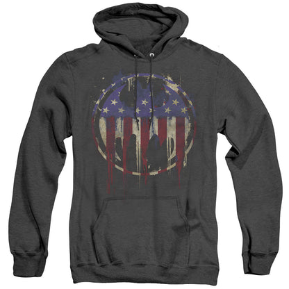 Batman Bleeding Signal Heather Mens Hoodie Black Officially Licensed