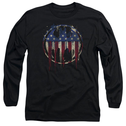 Batman Bleeding Signal Mens Long Sleeve Shirt Black Officially Licensed