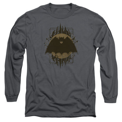Batman Batman Crest Mens Long Sleeve Shirt Charcoal Officially Licensed