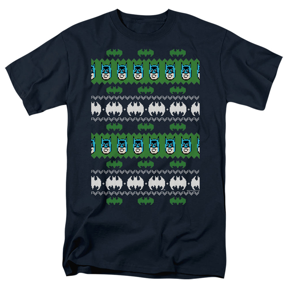Batman Batman Christmas Sweater Mens T Shirt Navy