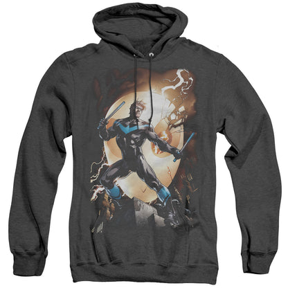 Batman Nightwing Against Owls Heather Mens Hoodie Black Officially Licensed