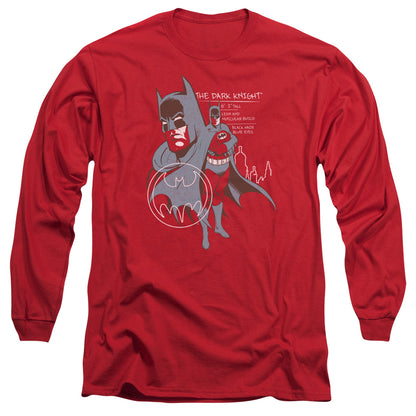 Batman Lean And Muscular Mens Long Sleeve Shirt Red Officially Licensed