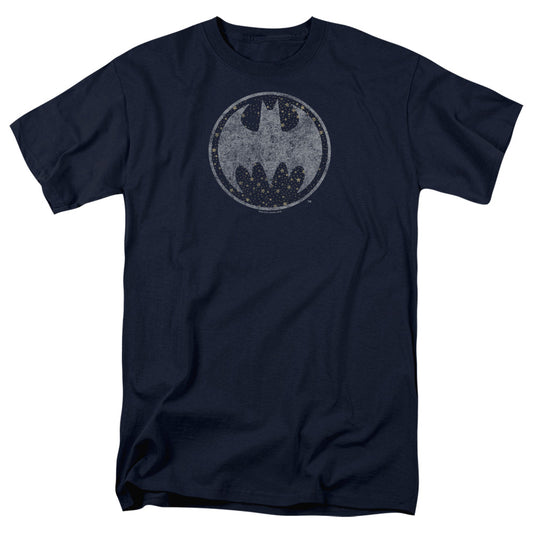 Batman Starry Night Shield Mens T Shirt Navy