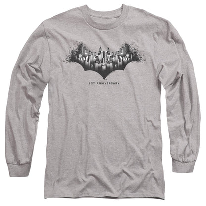Batman Gotham Shield Mens Long Sleeve Shirt Athletic Heather Officially Licensed