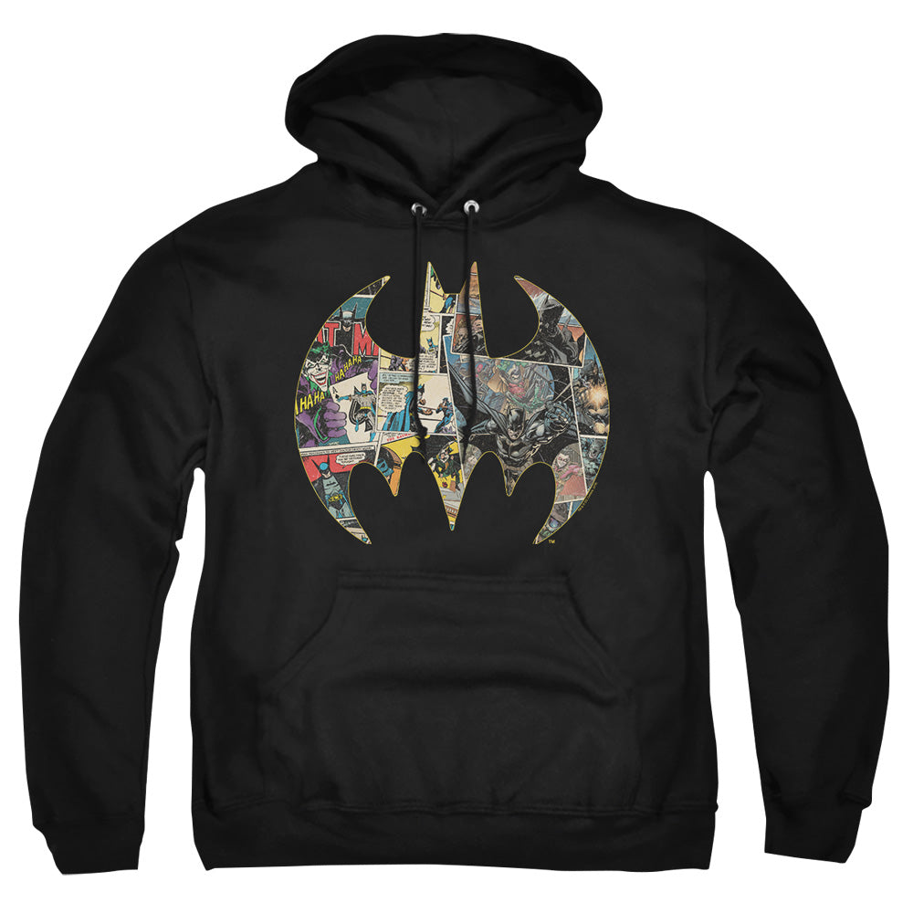 Batman Collage Shield Mens Hoodie Black Officially Licensed