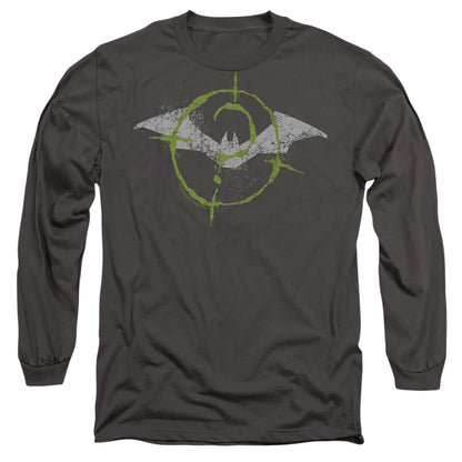 The Batman (2022) Scribbles Bat Logo Mens Long Sleeve Shirt Charcoal Officially Licensed