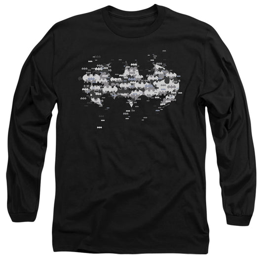 Batman Multi Bat Logo Mens Long Sleeve Shirt Black Officially Licensed