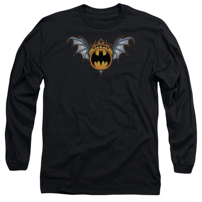 Batman Bat Wings Logo Mens Long Sleeve Shirt Black Officially Licensed