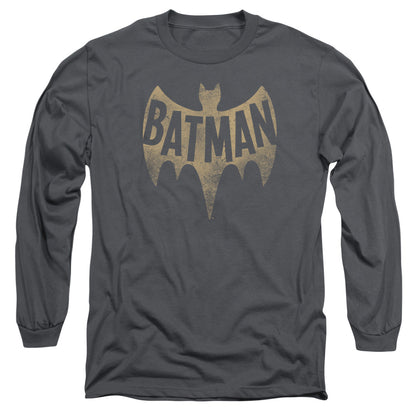 Batman Classic Tv Vintage Logo Mens Long Sleeve Shirt Charcoal Officially Licensed