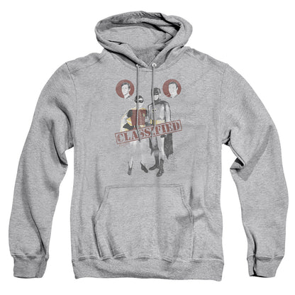 Batman Classic Tv Classified Mens Hoodie Athletic Heather Officially Licensed