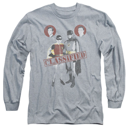 Batman Classic Tv Classified Mens Long Sleeve Shirt Athletic Heather Officially Licensed