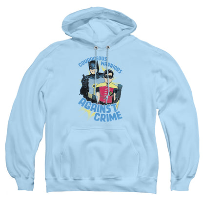 Batman Classic Tv Courageous Warriors Mens Hoodie Light Blue Officially Licensed